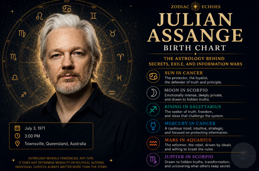 Julian Assange Birth Chart: The Astrology Behind Secrets, Exile, and Information Wars