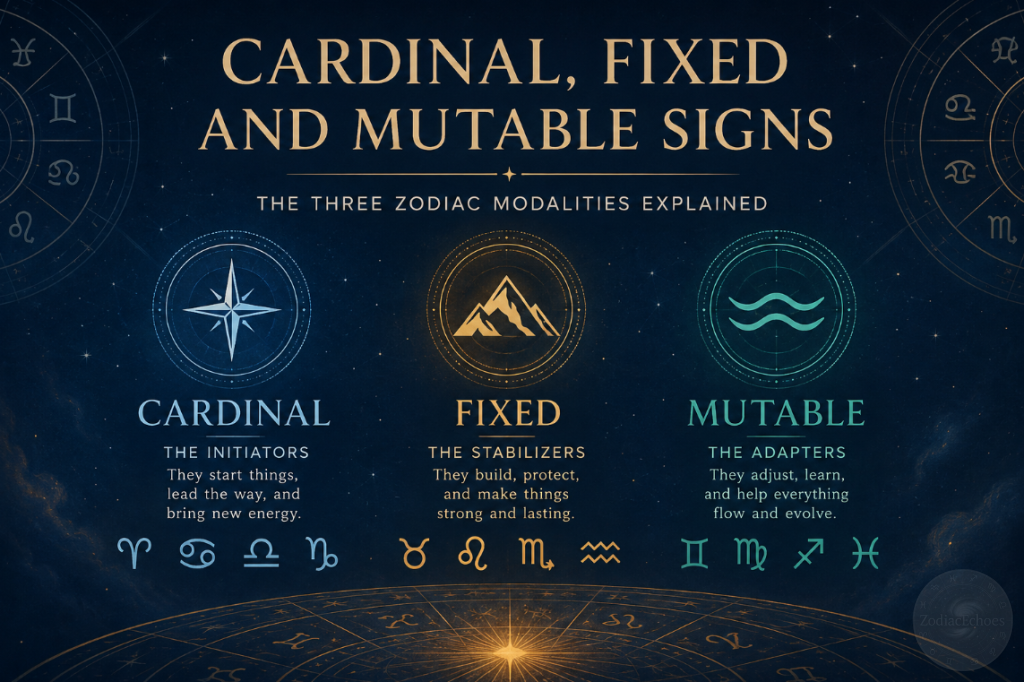 Cardinal, Fixed and Mutable Signs: The Three Zodiac Modalities Explained