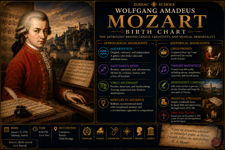 Wolfgang Amadeus Mozart Birth Chart: The Astrology Behind Genius, Creativity, and Musical Immortality