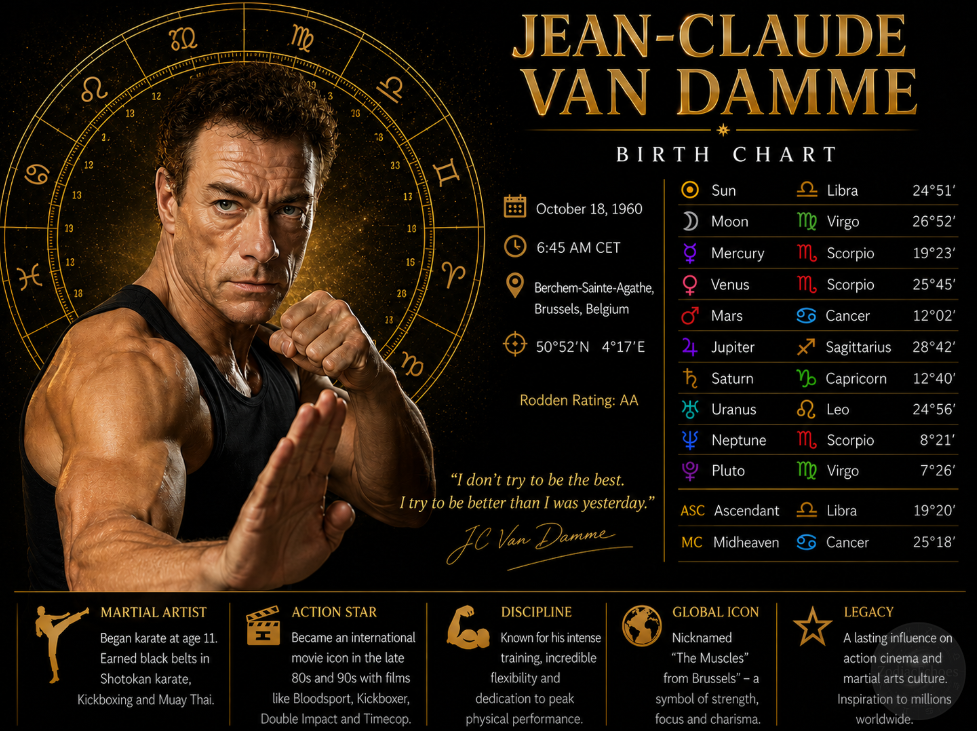 Jean-Claude Van Damme Birth Chart: The Astrology Behind the Muscles from Brussels