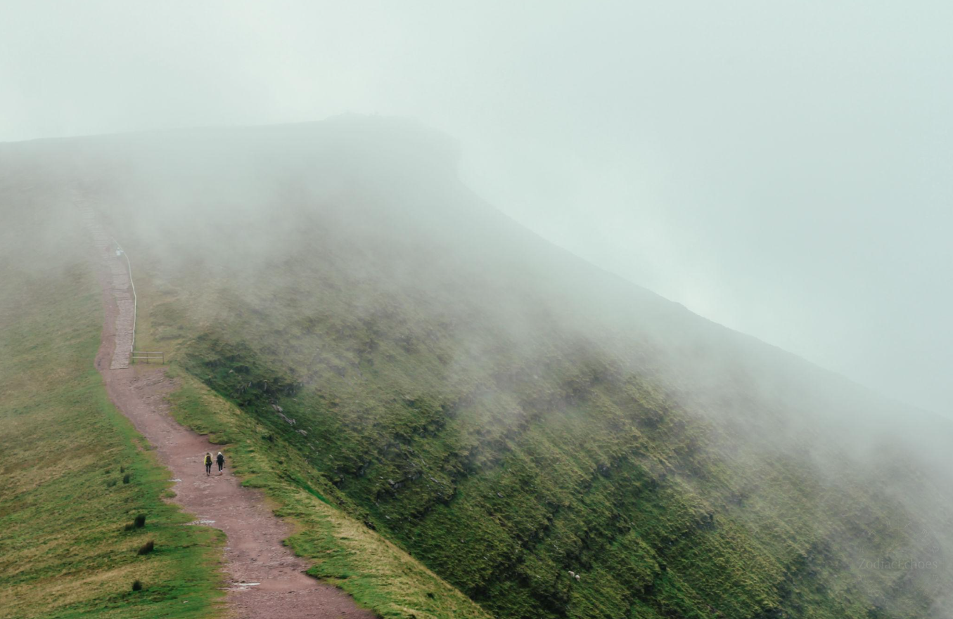 Misty mountain landscape in Wales